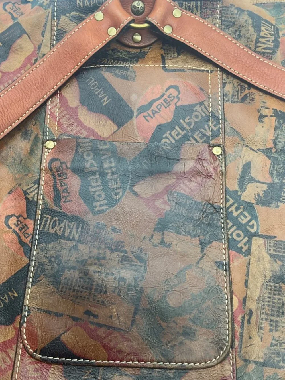 Patricia Nash Atrani Leather Travel Print Bucket Backpack Retro Patina Boho